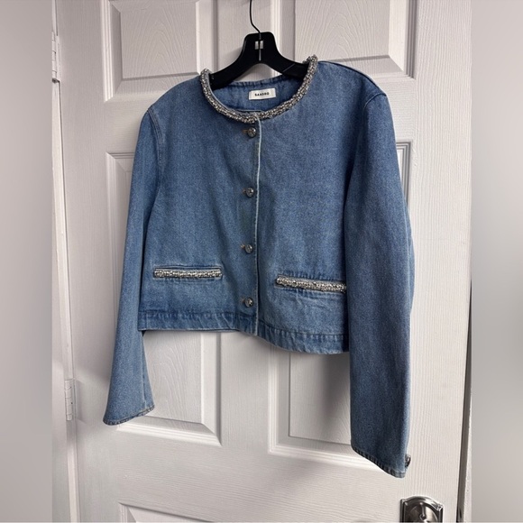 Sandro Erzelia Denim Rhinestone Jacket - Picture 4 of 6